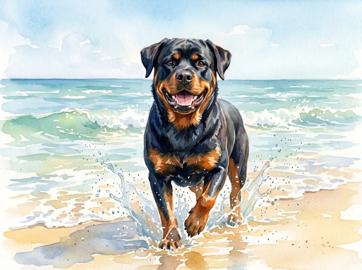 Rottweiler watercolor calendar month 6